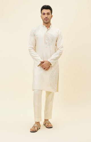 Sva By Sonam And Paras Modi Men-Beige Embroidery Kurta With Pant-INDIASPOPUP.COM
