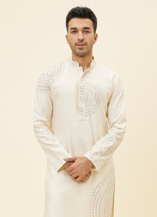 Sva By Sonam And Paras Modi Men-Beige Embroidery Kurta With Pant-INDIASPOPUP.COM