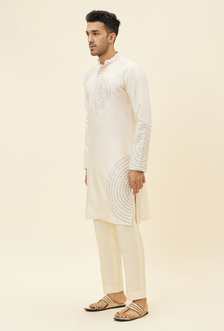 Sva By Sonam And Paras Modi Men-Beige Embroidery Kurta With Pant-INDIASPOPUP.COM