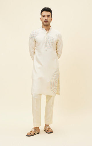 Sva By Sonam And Paras Modi Men-Beige Embroidery Kurta With Pant-INDIASPOPUP.COM