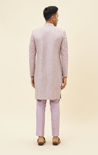 Sva By Sonam And Paras Modi Men-Lilac Embroidered Jaal Sherwani With Pants-INDIASPOPUP.COM
