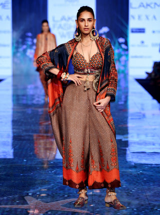 Rajdeep Ranawat-Rust Coverup Jacket With Top & Pants-INDIASPOPUP.COM