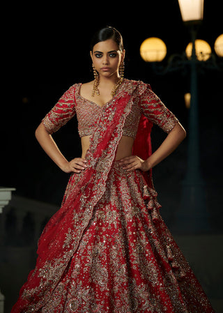 Dolly J-Aaliyah Brick Red Ombre Bridal Lehenga Set-INDIASPOPUP.COM