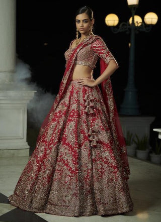 Dolly J-Aaliyah Brick Red Ombre Bridal Lehenga Set-INDIASPOPUP.COM