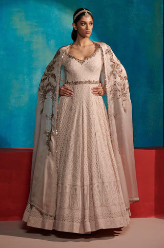 Dolly J-Off-White Pearl Dazzle Kalidar Kurta Set-INDIASPOPUP.COM