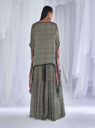Dolly J-Dew Drop Printed Chiffon Kaftan And Sharara-INDIASPOPUP.COM