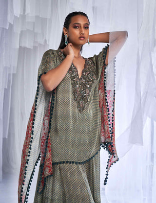 Dolly J-Dew Drop Printed Chiffon Kaftan And Sharara-INDIASPOPUP.COM