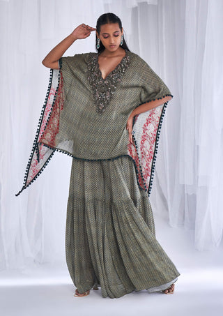Dolly J-Dew Drop Printed Chiffon Kaftan And Sharara-INDIASPOPUP.COM