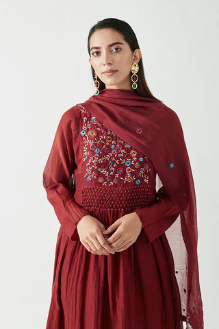 Payal Pratap-Wine Frisco Embroidery Kurta Set-INDIASPOPUP.COM