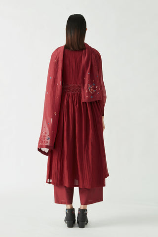 Payal Pratap-Wine Frisco Embroidery Kurta Set-INDIASPOPUP.COM