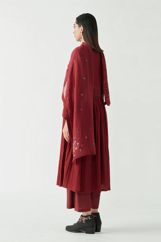 Payal Pratap-Wine Frisco Embroidery Kurta Set-INDIASPOPUP.COM