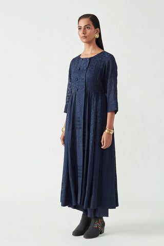 Payal Pratap-Navy Maceo Embroidered Kurta Set-INDIASPOPUP.COM