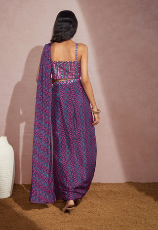 Aneesh Agarwaal-Purple Diamond Saree Set-INDIASPOPUP.COM