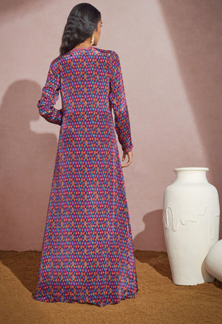 Aneesh Agarwaal-Multicolor Printed Wrap Skirt With Bustier And Jacket-INDIASPOPUP.COM