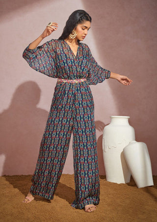 Aneesh Agarwaal-Navy Jumspuit And Belt-INDIASPOPUP.COM