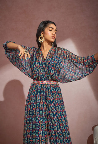 Aneesh Agarwaal-Navy Jumspuit And Belt-INDIASPOPUP.COM