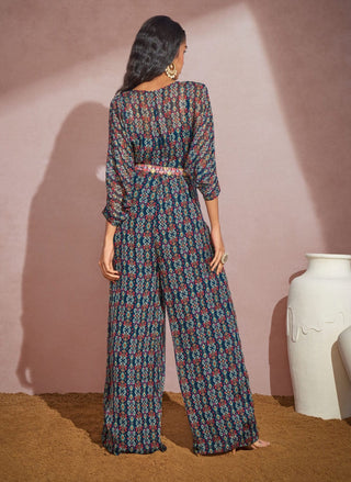Aneesh Agarwaal-Navy Jumspuit And Belt-INDIASPOPUP.COM