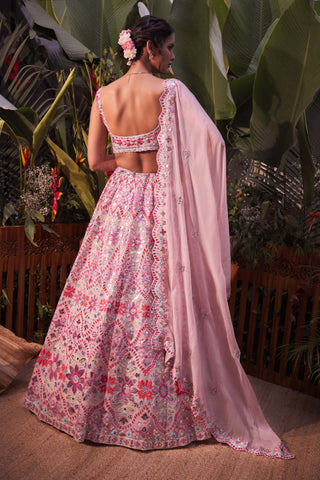 Aneesh Agarwaal-Lilac Multicolor Organza Lehenga Set-INDIASPOPUP.COM
