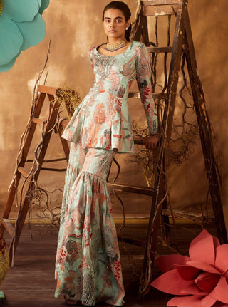 Aisha Rao-Powder Blue Sharara Set With Dupatta-INDIASPOPUP.COM