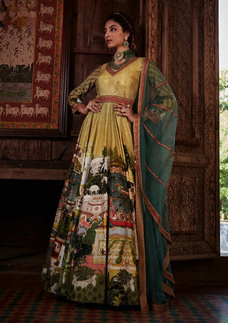 Kalista-Pakeeza Lime Anarkali With Dupatta-INDIASPOPUP.COM