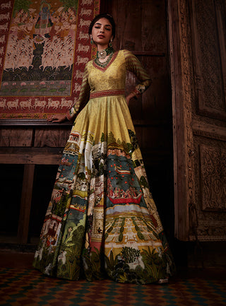 Kalista-Pakeeza Lime Anarkali With Dupatta-INDIASPOPUP.COM