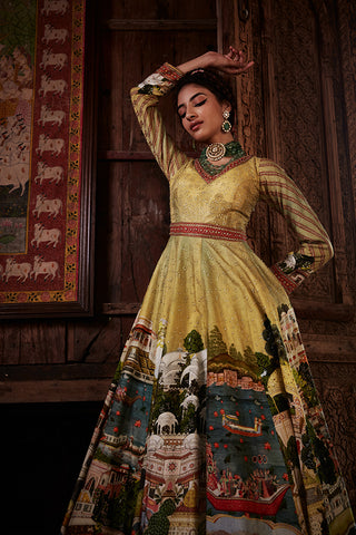 Kalista-Pakeeza Lime Anarkali With Dupatta-INDIASPOPUP.COM