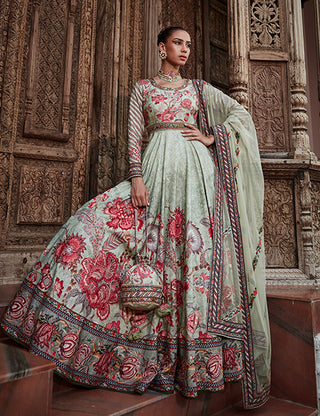 Kalista-Ayra Mint Green Anarkali With Dupatta-INDIASPOPUP.COM