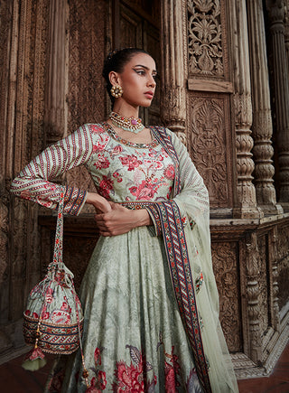 Kalista-Ayra Mint Green Anarkali With Dupatta-INDIASPOPUP.COM