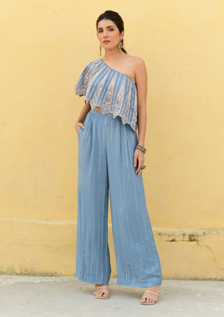 Chamee And Palak-Alexa Grey Cape And Pant Set-INDIASPOPUP.COM