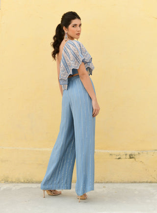 Chamee And Palak-Alexa Grey Cape And Pant Set-INDIASPOPUP.COM