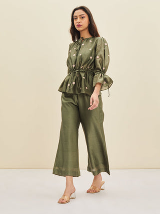 Meadow-Forest Green Aria Co-Ord Set-INDIASPOPUP.COM