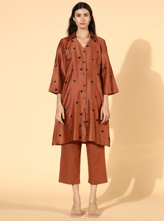 Meadow-Alcea Rust Tunic Set-INDIASPOPUP.COM