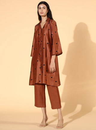 Meadow-Alcea Rust Tunic Set-INDIASPOPUP.COM