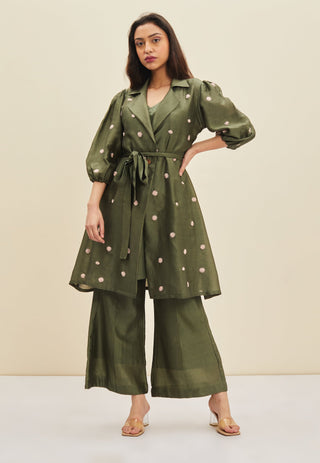 Meadow-Forest Green Aria Tunic Set-INDIASPOPUP.COM