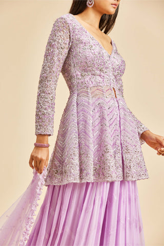 Nitika Gujral-Lilac Ombre Peplum Sharara Set-INDIASPOPUP.COM