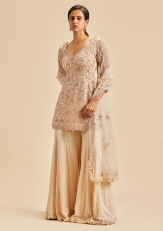 Nitika Gujral-Peach Embroidered Sharara Set-INDIASPOPUP.COM