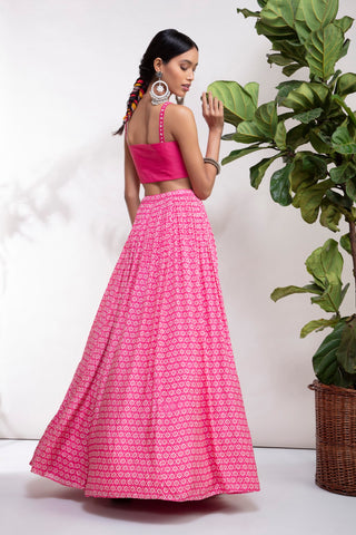 Aneesh Agarwaal-Pnk Printed Cape & Lehenga Set-INDIASPOPUP.COM