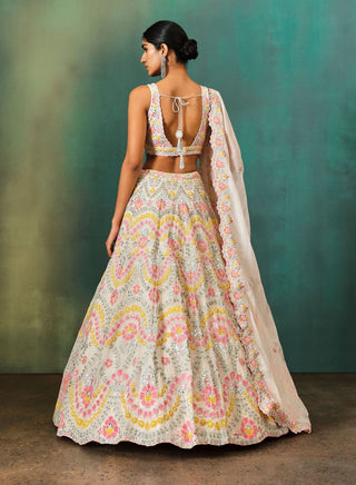 Aneesh Agarwaal-Ivory Pastel Floral Lehenga Set-INDIASPOPUP.COM