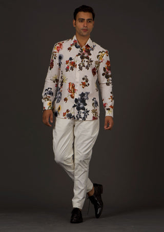 Balance By Rohit Bal-Ivory Floral Printed Shirt-INDIASPOPUP.COM