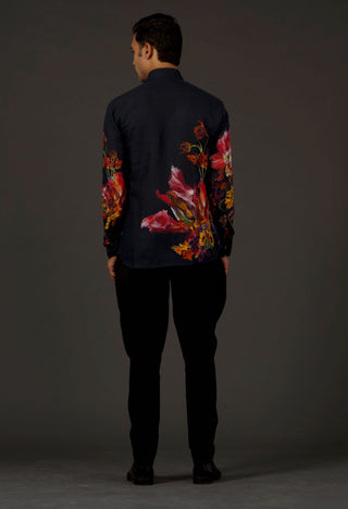 Balance By Rohit Bal-Black Printed Shirt-INDIASPOPUP.COM