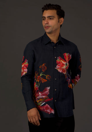 Balance By Rohit Bal-Black Printed Shirt-INDIASPOPUP.COM