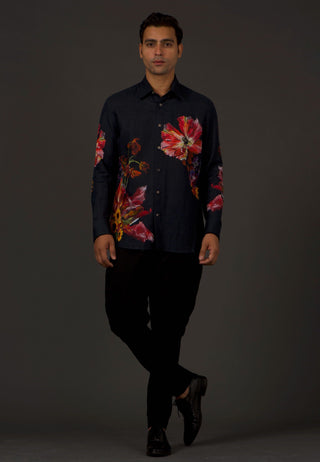 Balance By Rohit Bal-Black Printed Shirt-INDIASPOPUP.COM
