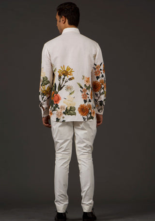 Balance By Rohit Bal-Ivory Floral Printed Shirt-INDIASPOPUP.COM