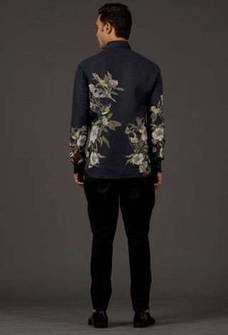 Balance By Rohit Bal-Black Linen Shirt-INDIASPOPUP.COM