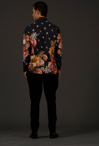 Balance By Rohit Bal-Black Cotton Linen Shirt-INDIASPOPUP.COM