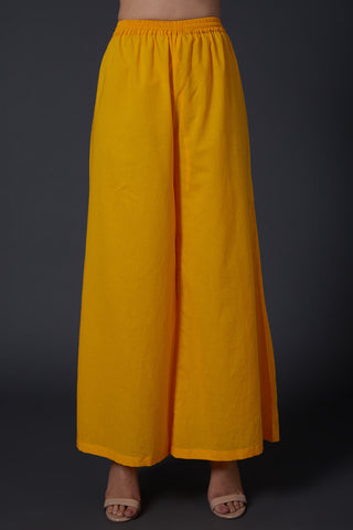 Balance By Rohit Bal-Yellow Block Printed Kurta With Palazzo-INDIASPOPUP.COM