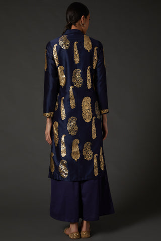 Balance By Rohit Bal-Indigo Blue Kurta With Palazzo-INDIASPOPUP.COM