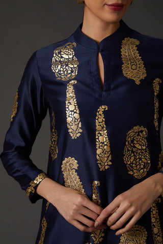 Balance By Rohit Bal-Indigo Blue Kurta With Palazzo-INDIASPOPUP.COM