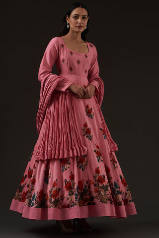 Balance By Rohit Bal-Pink Printed Anarkali Set-INDIASPOPUP.COM