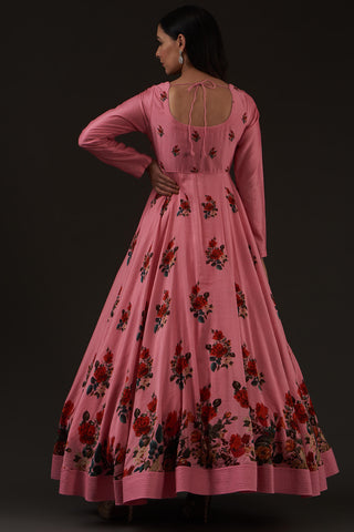 Balance By Rohit Bal-Pink Printed Anarkali Set-INDIASPOPUP.COM
